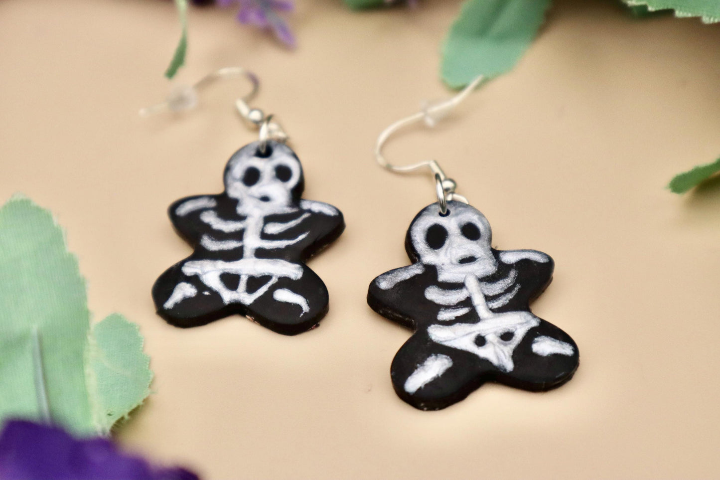 Skeleton Gingerbread Cookie Dangle Earrings