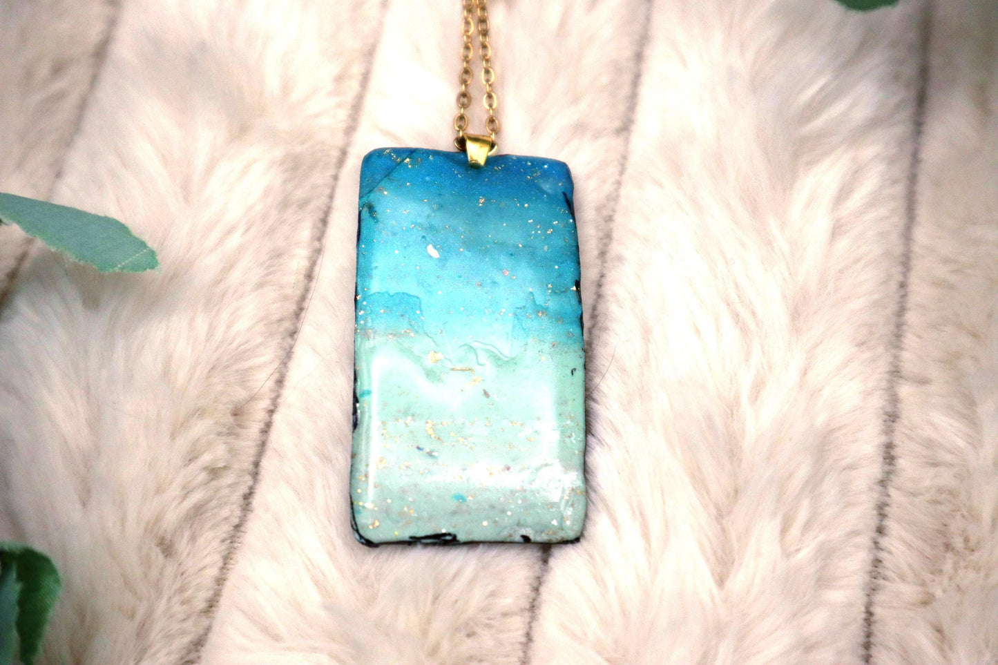 Handmade Handpainted Dandelion Pendant Necklace | Gold Plated Chain