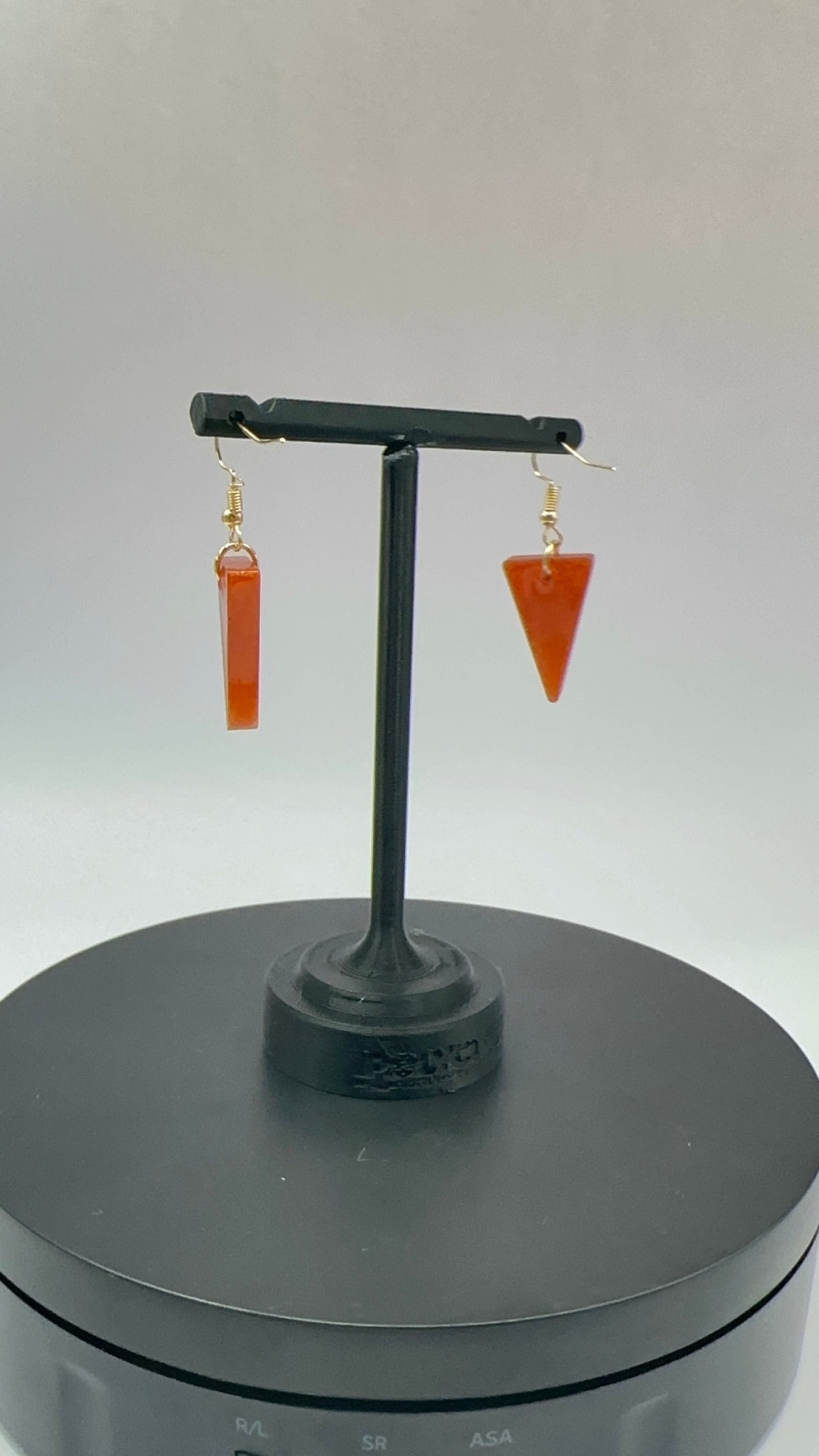 Orange Glitter Triangle Dangle Earrings