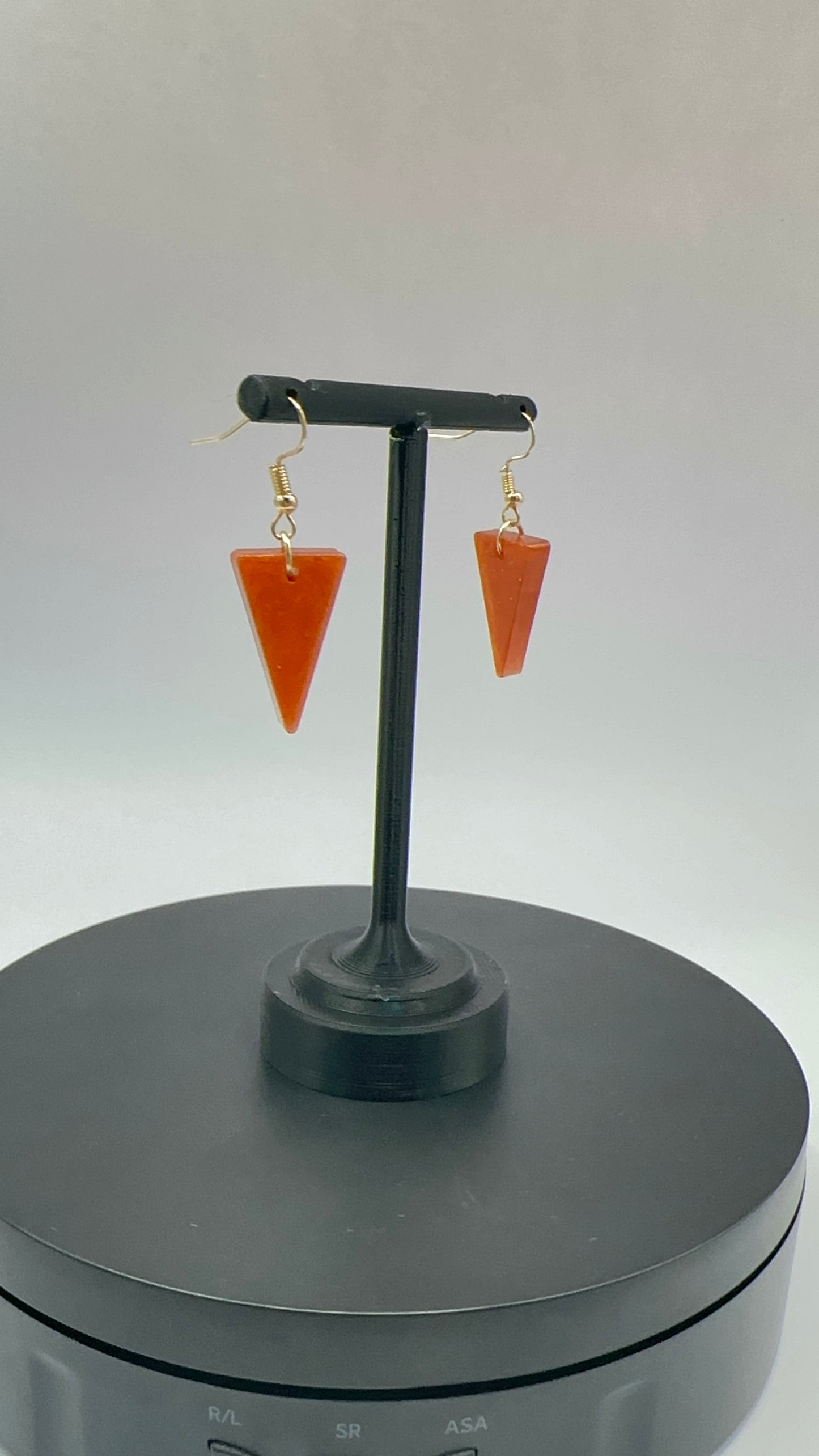 Orange Glitter Triangle Dangle Earrings