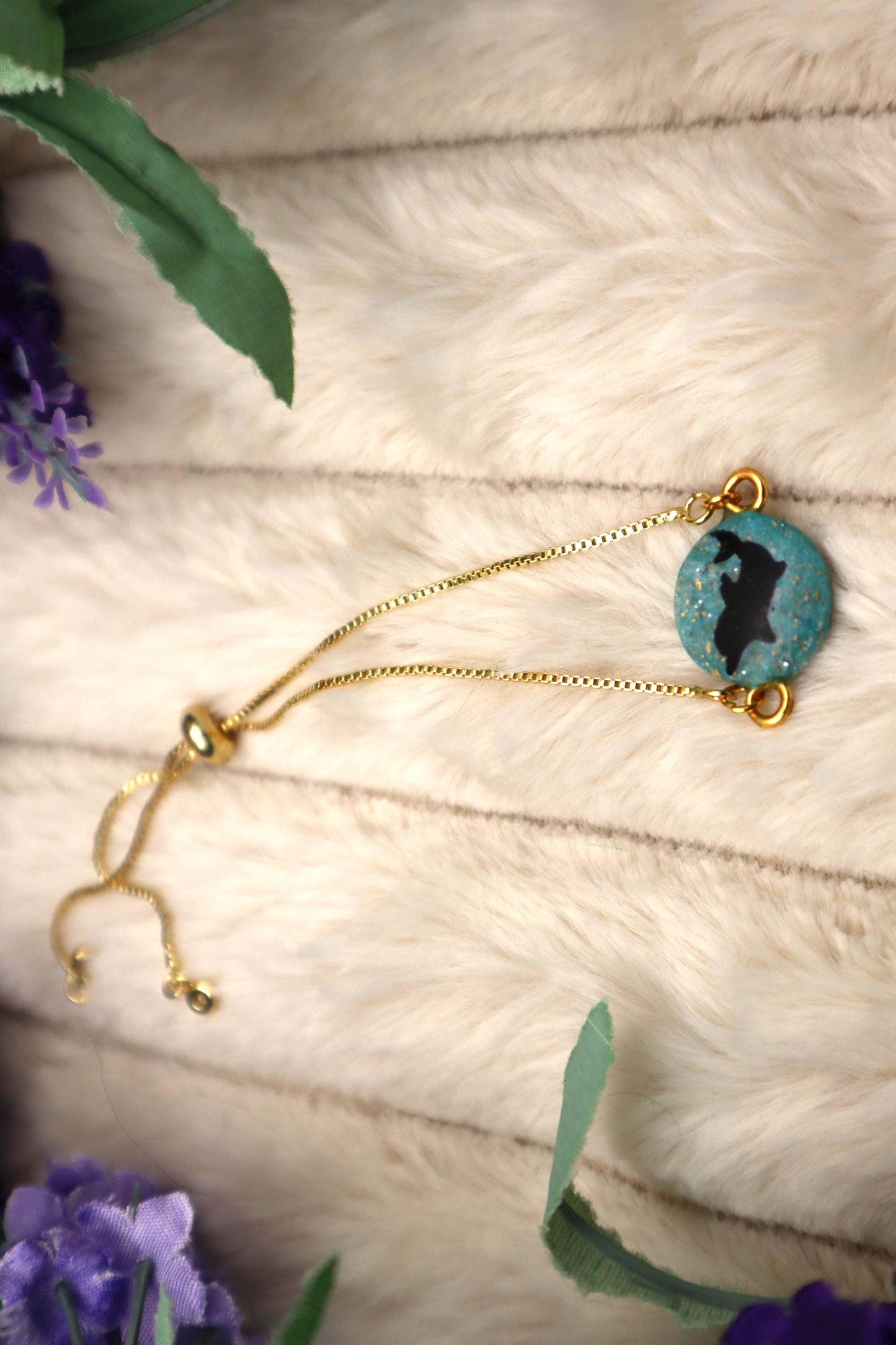 Adjustable Dolphin Pendant Bracelet | Gold plated Stainless Steel Adjustable Chain