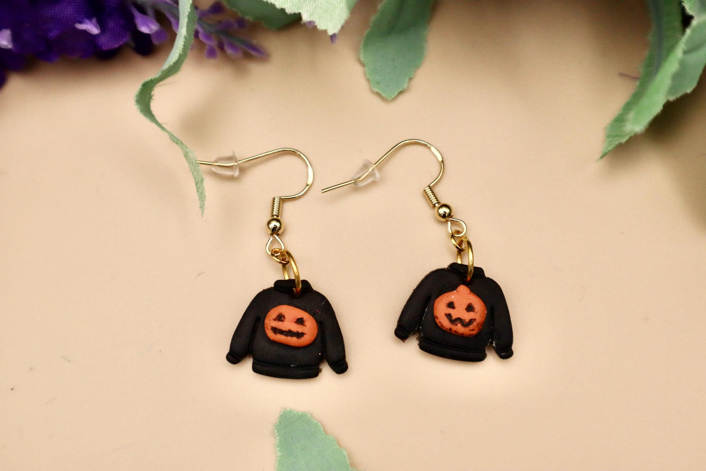 Black Jack-o-lantern Sweater Earrings