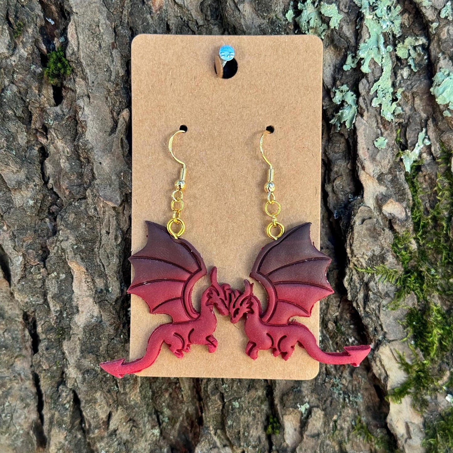 Black & Red Dragon Profile Dangle Earrings