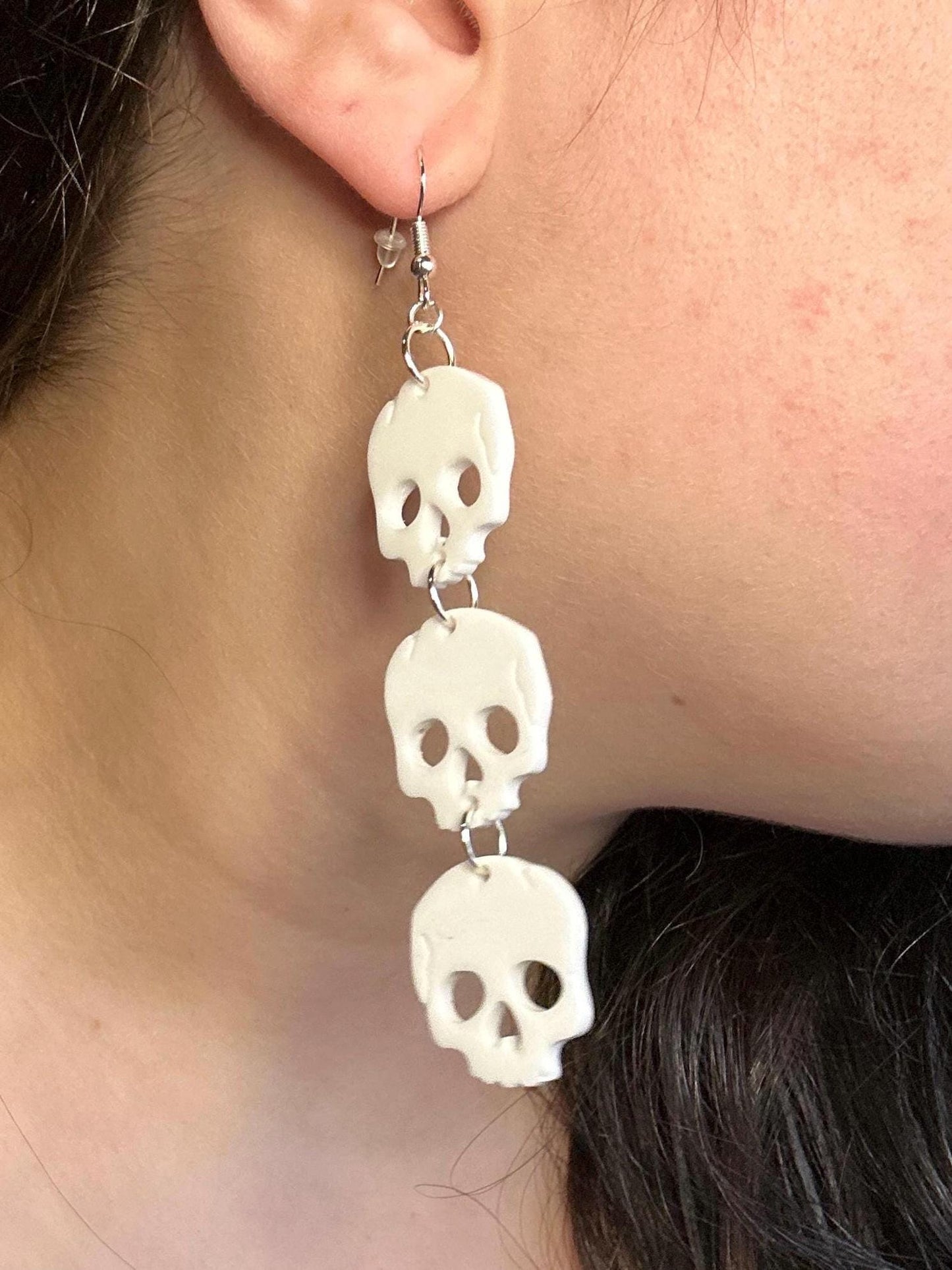 Stacked Skulls Dangle Earrings