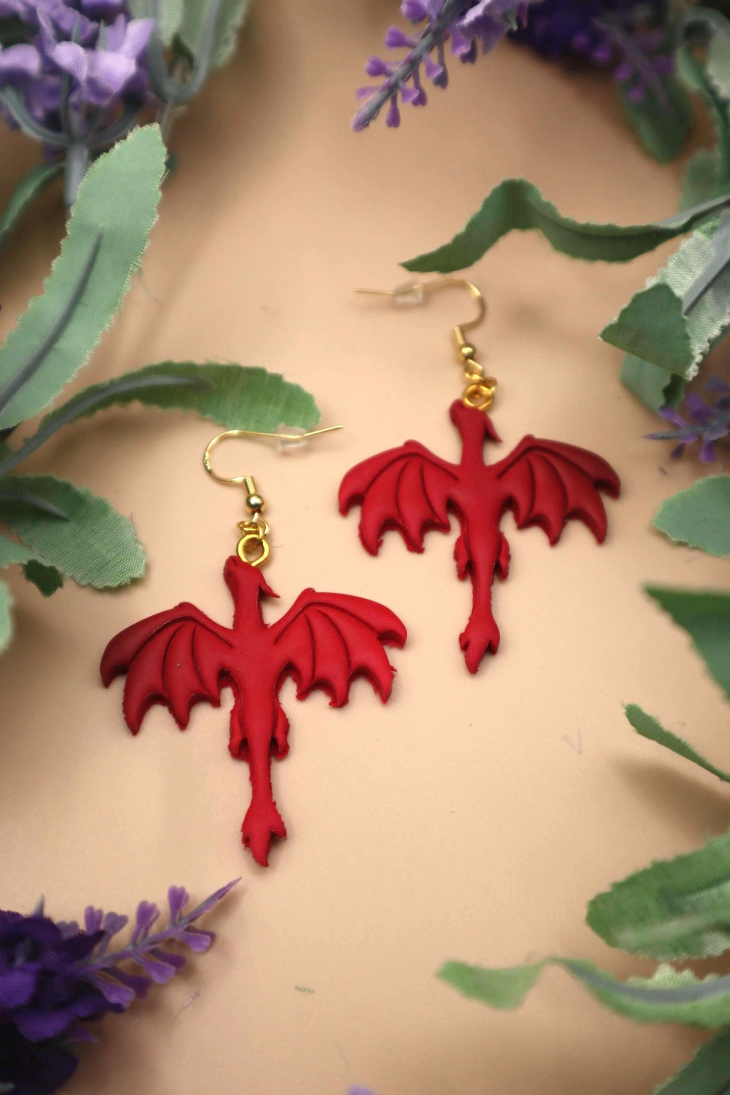 Red Dragon Dangle Earrings