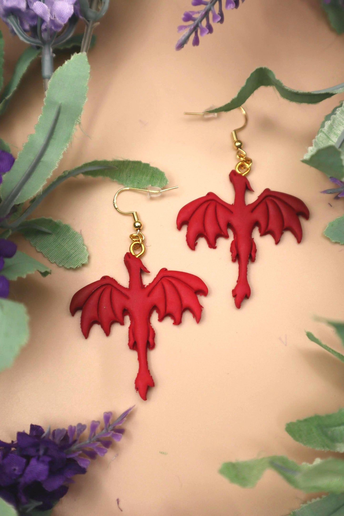 Red Dragon Dangle Earrings
