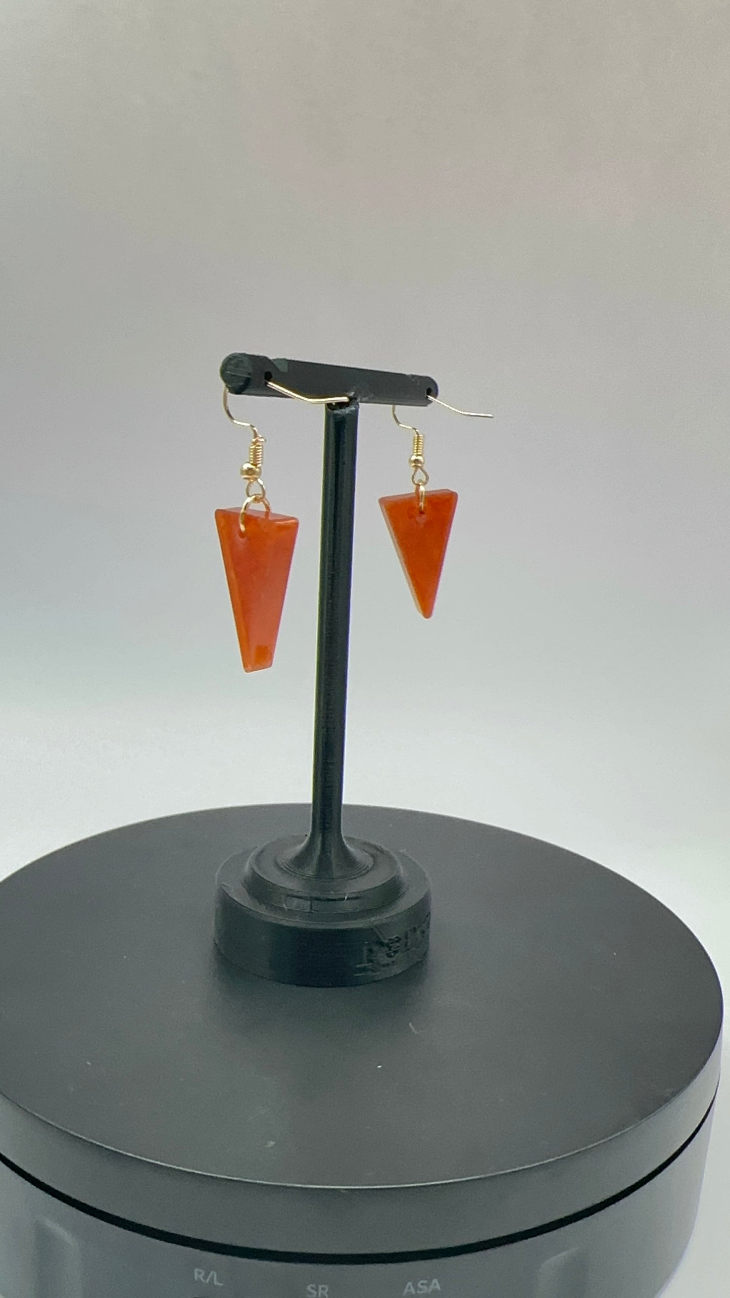 Orange Glitter Triangle Dangle Earrings