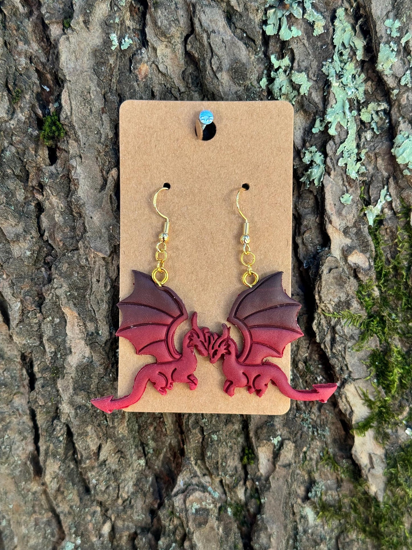 Black & Red Dragon Profile Dangle Earrings