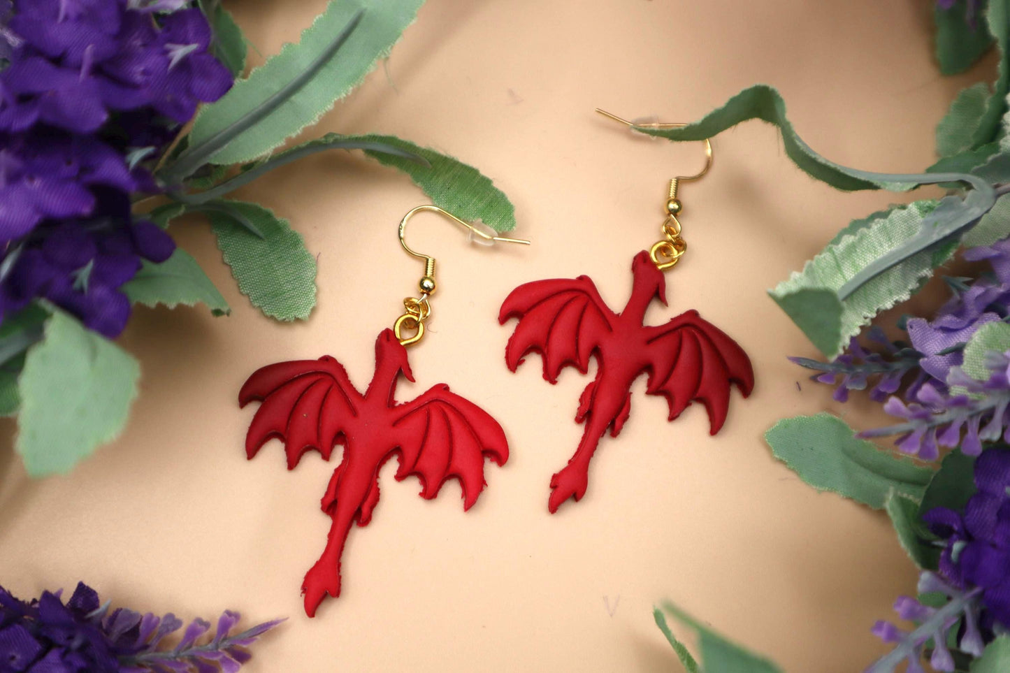 Red Dragon Dangle Earrings