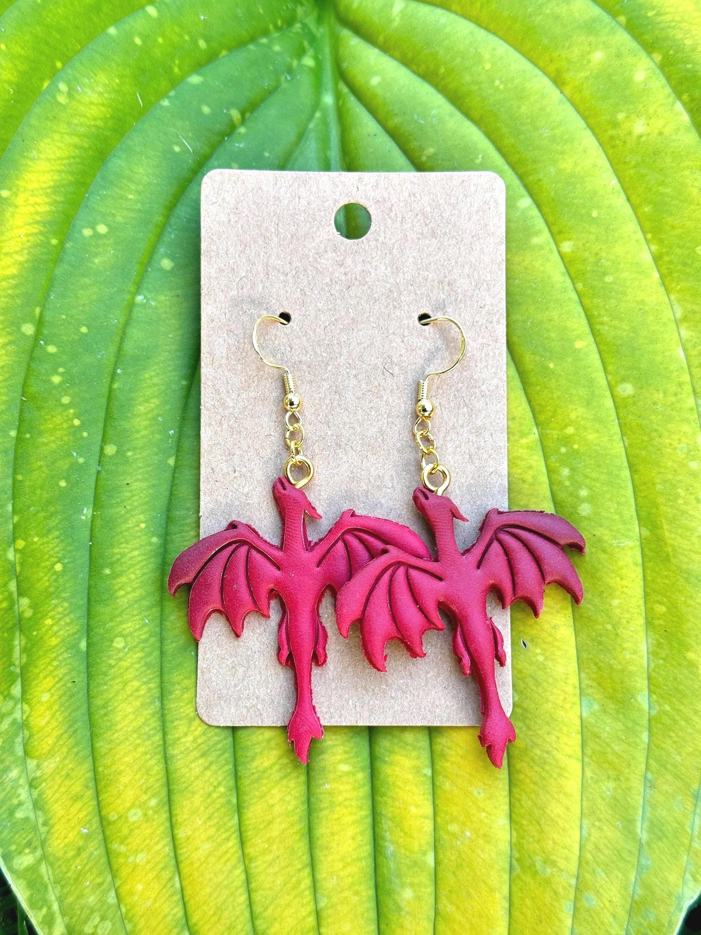 Red Dragon Dangle Earrings