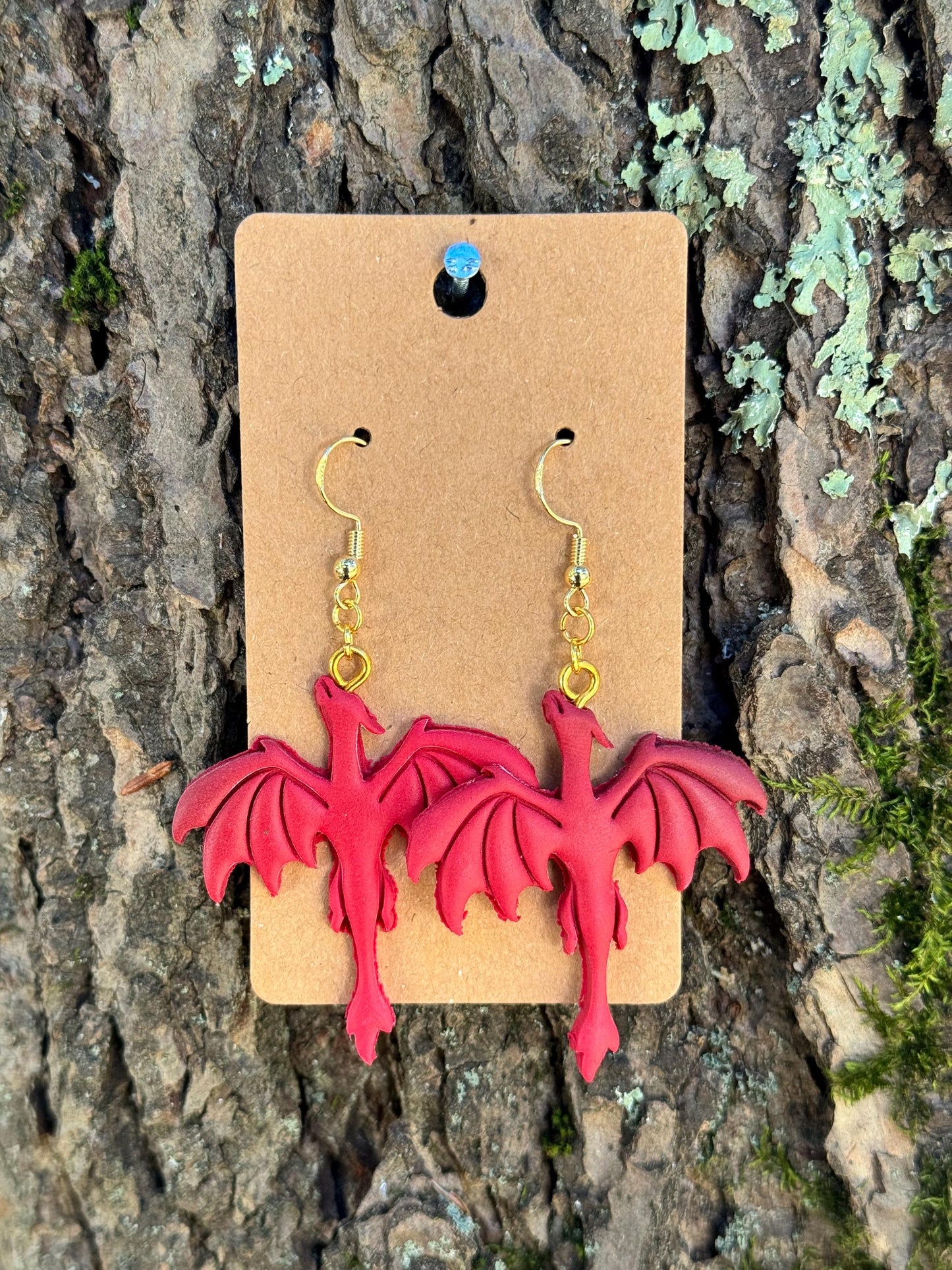 Red Dragon Dangle Earrings