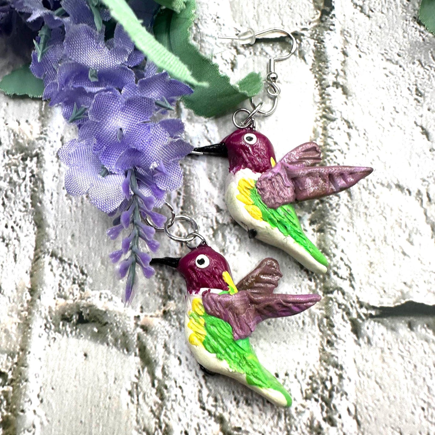 Handmade Hummingbird Polymer Clay earrings