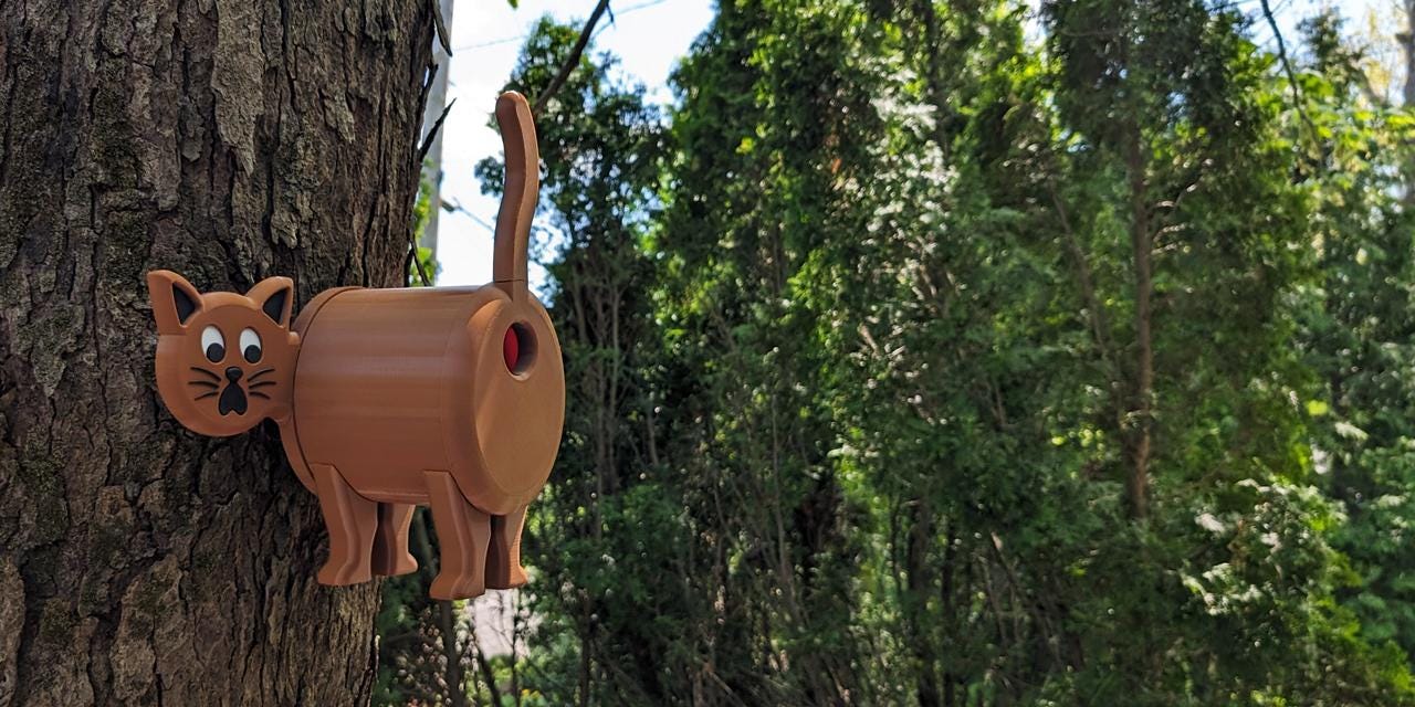 Goofy Cat Bum Birdhouse