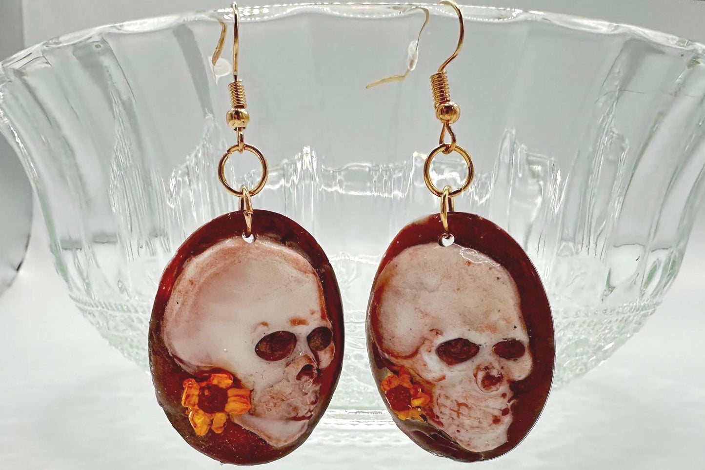 Floral Skull Earrings
