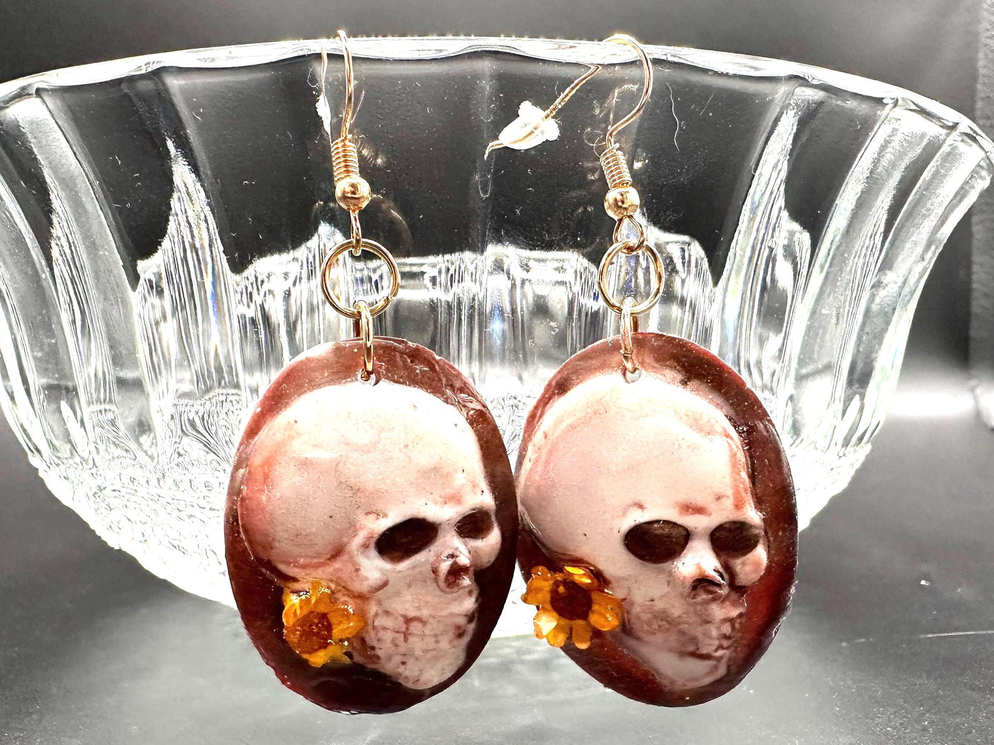 Floral Skull Earrings