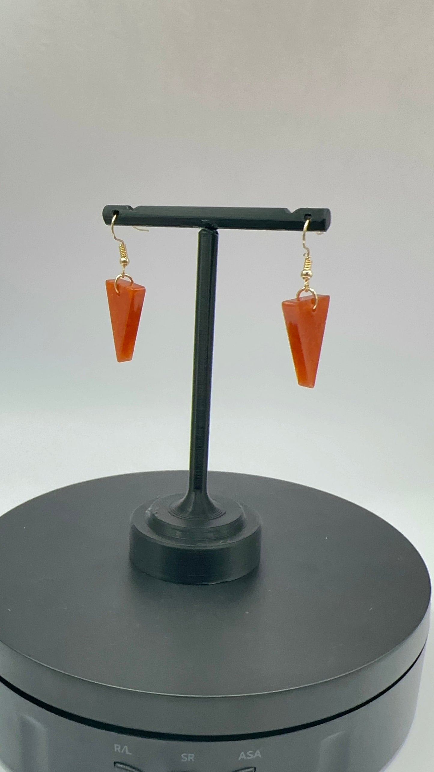 Orange Glitter Triangle Dangle Earrings