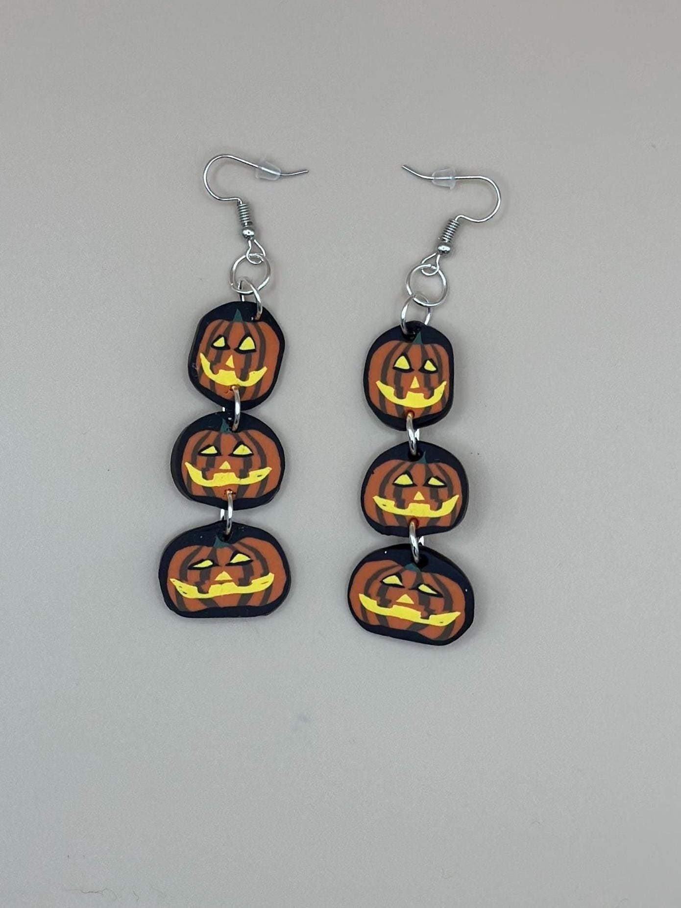 Stacked Jack-o-lanterns Dangle Earrings