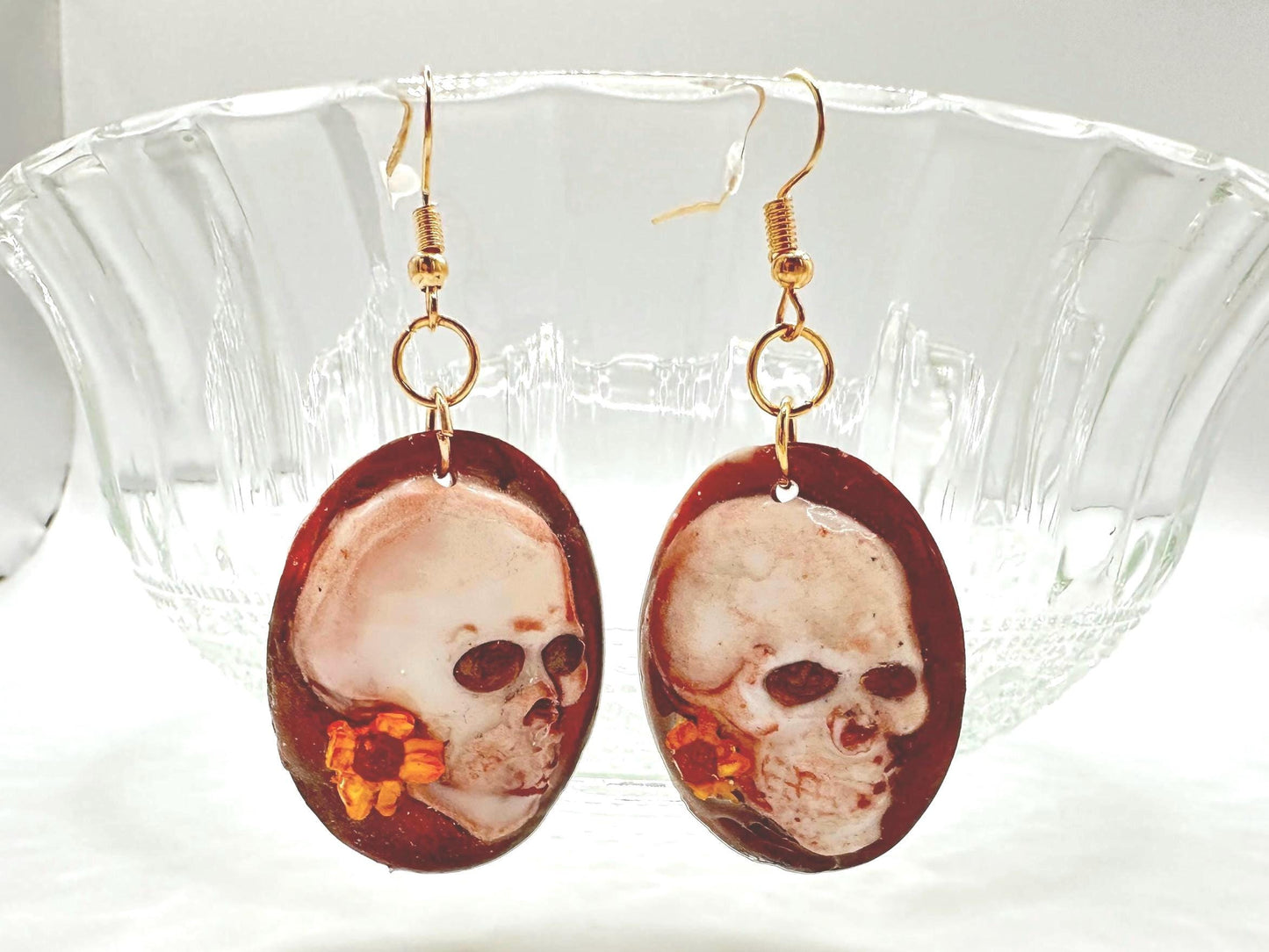 Floral Skull Earrings