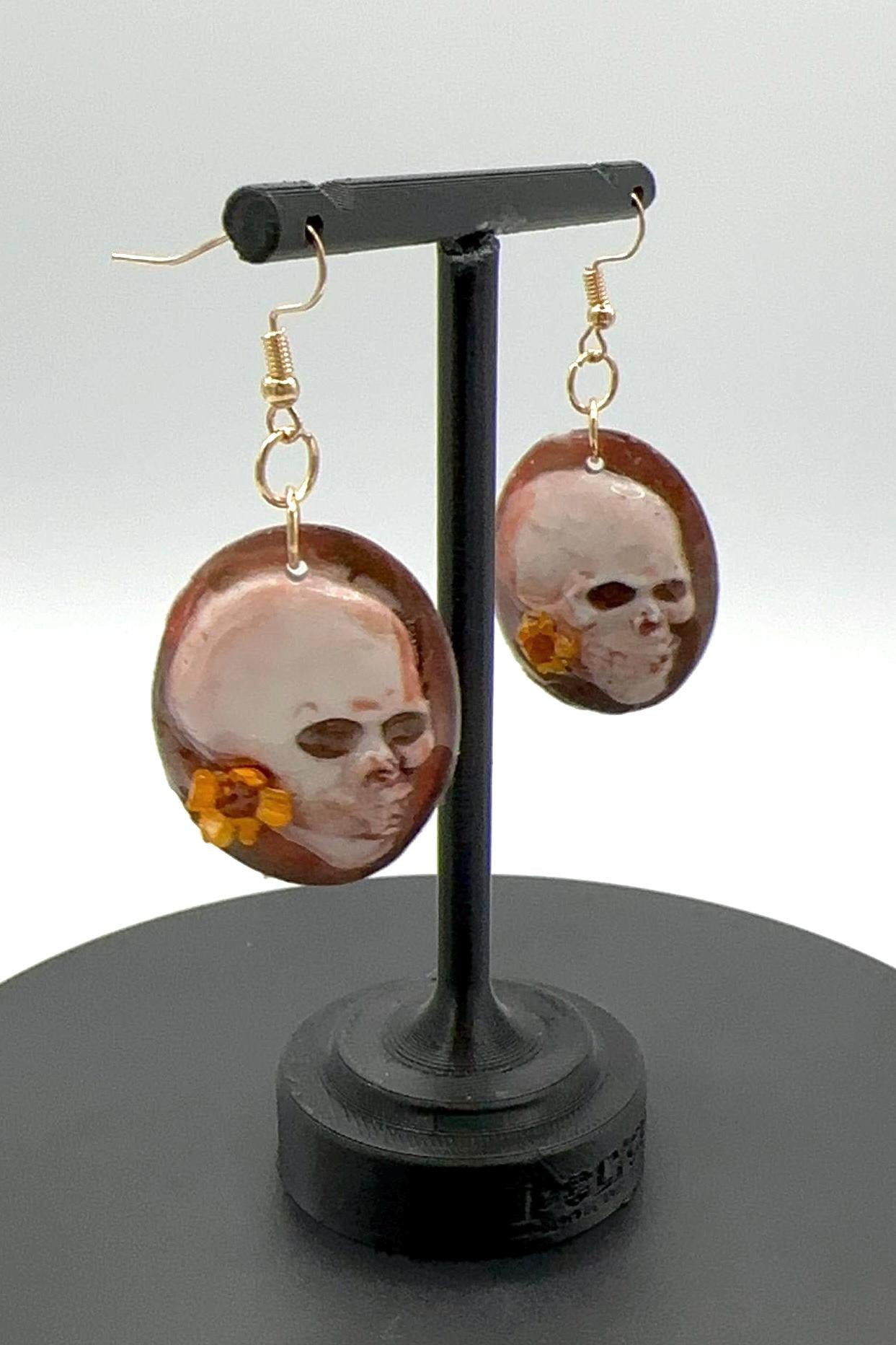 Floral Skull Earrings