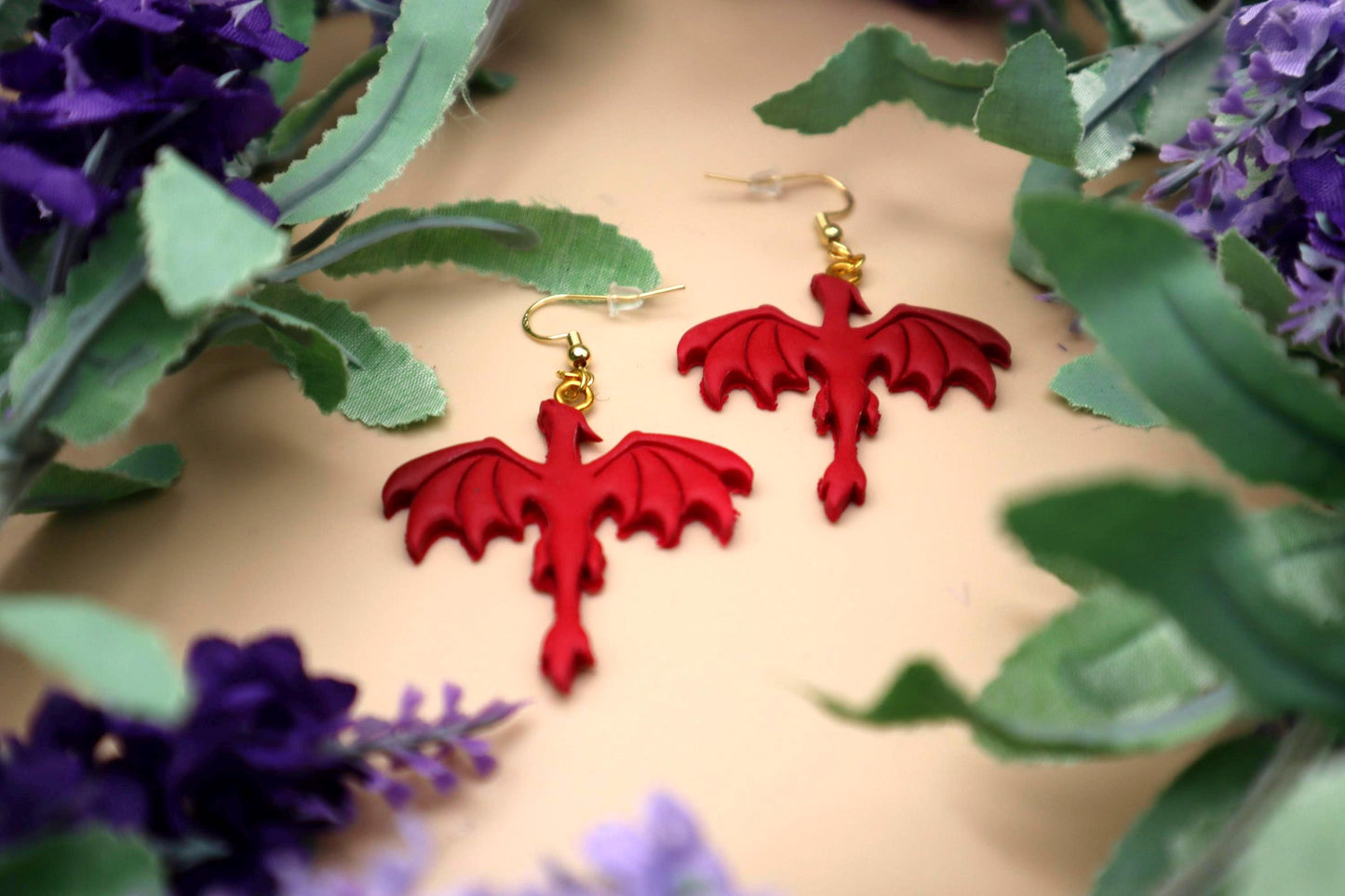 Red Dragon Dangle Earrings