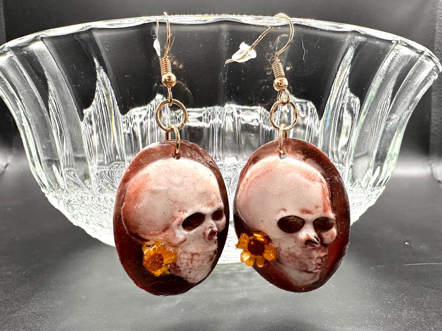 Floral Skull Earrings
