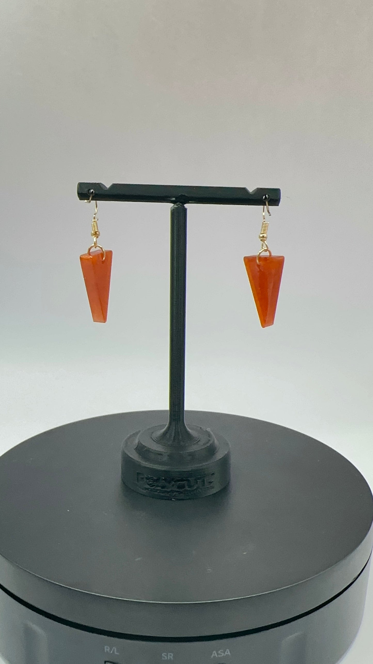 Orange Glitter Triangle Dangle Earrings