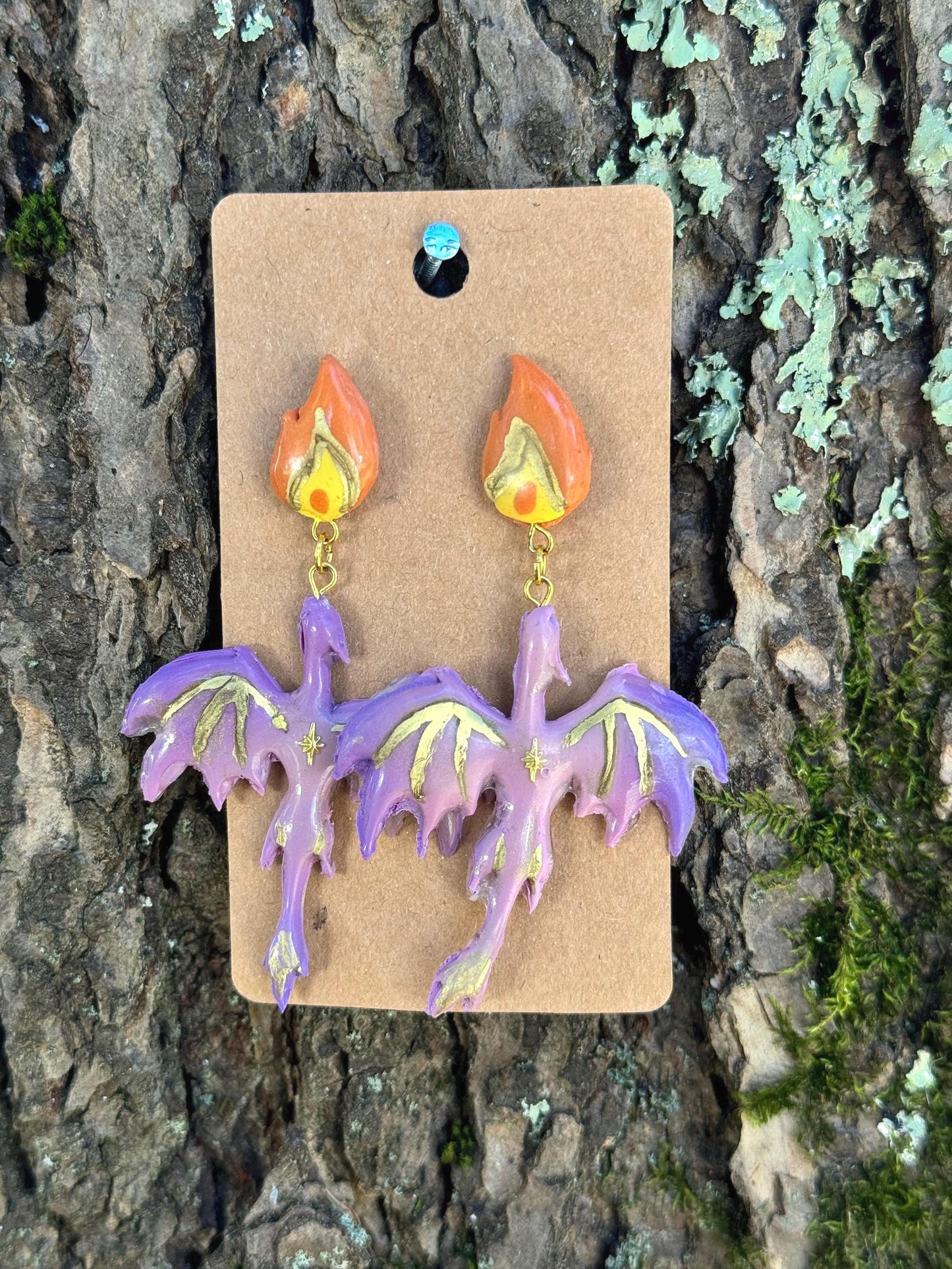 Fire Breathing Purple Dragon Dangle Earrings