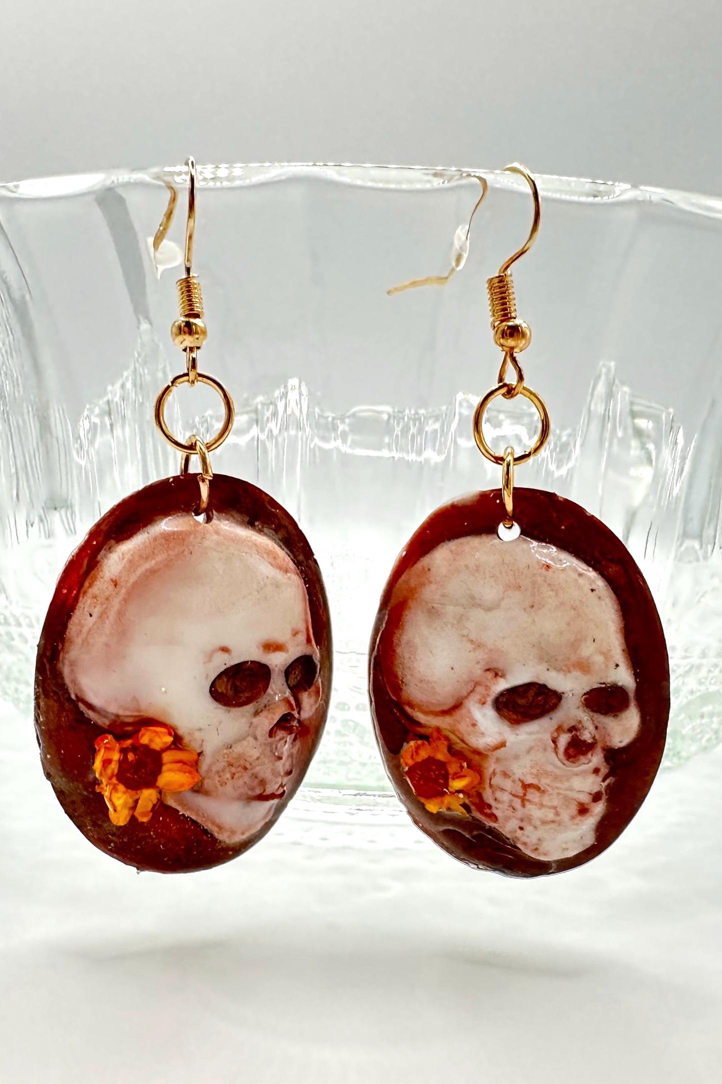 Floral Skull Earrings