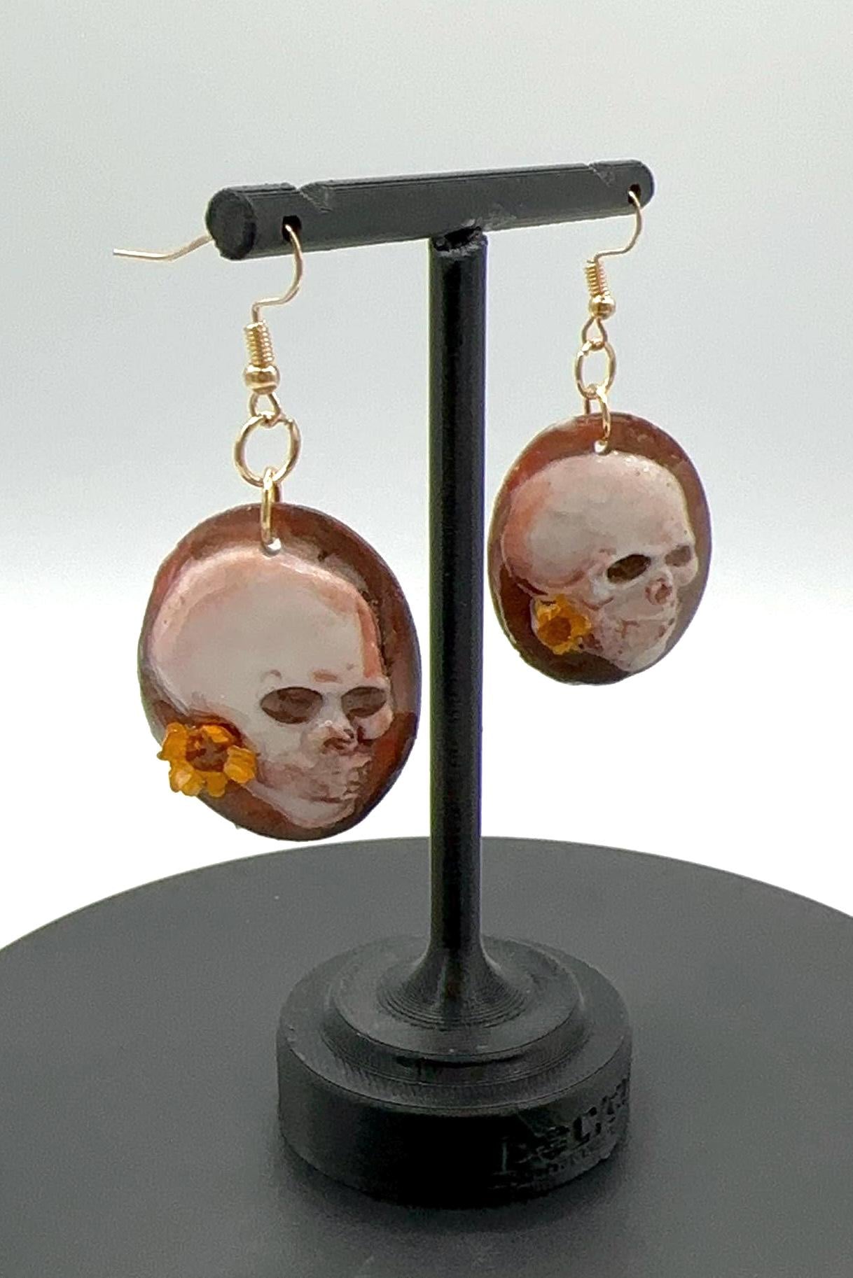 Floral Skull Earrings