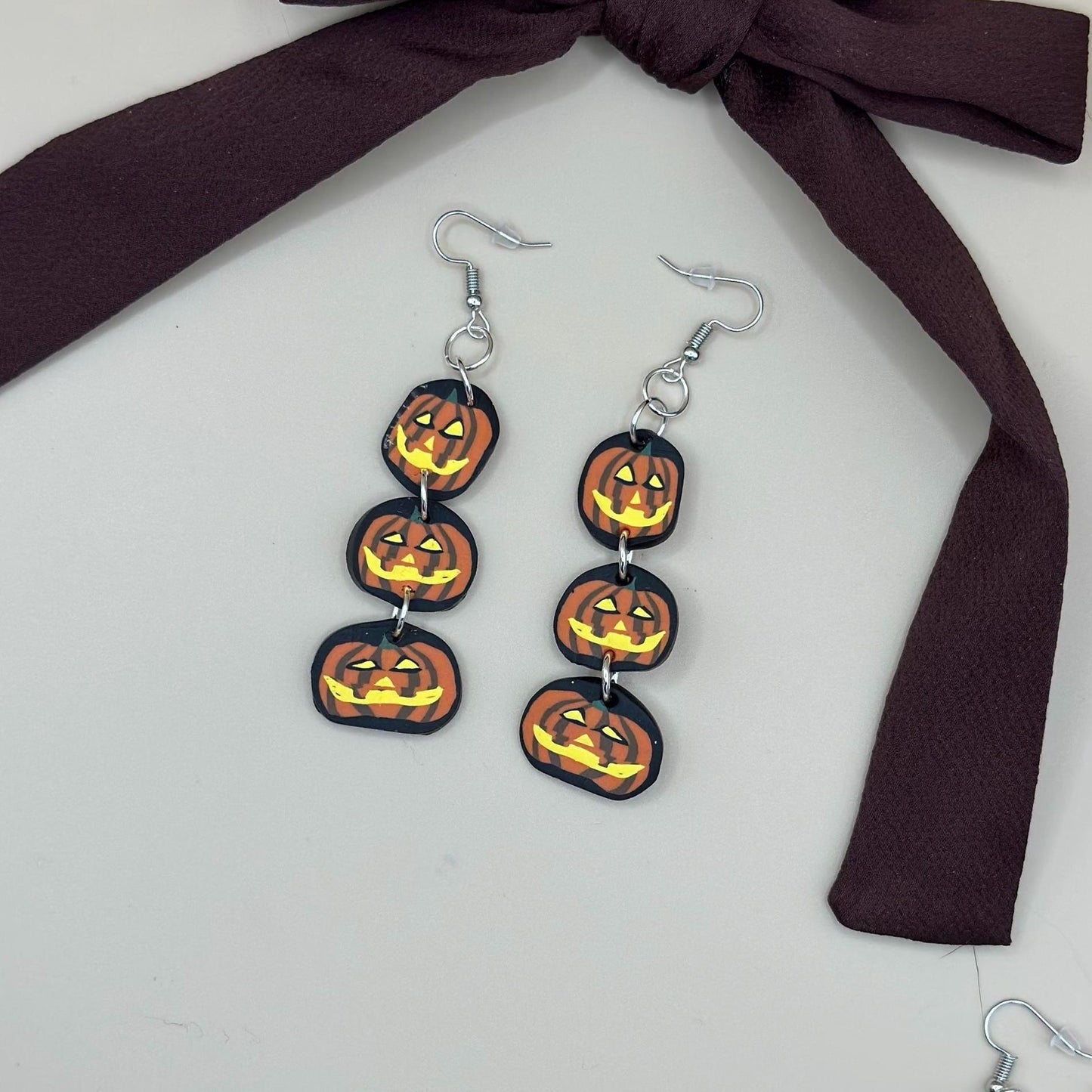 Stacked Jack-o-lanterns Dangle Earrings