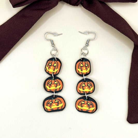Stacked Jack-o-lanterns Dangle Earrings