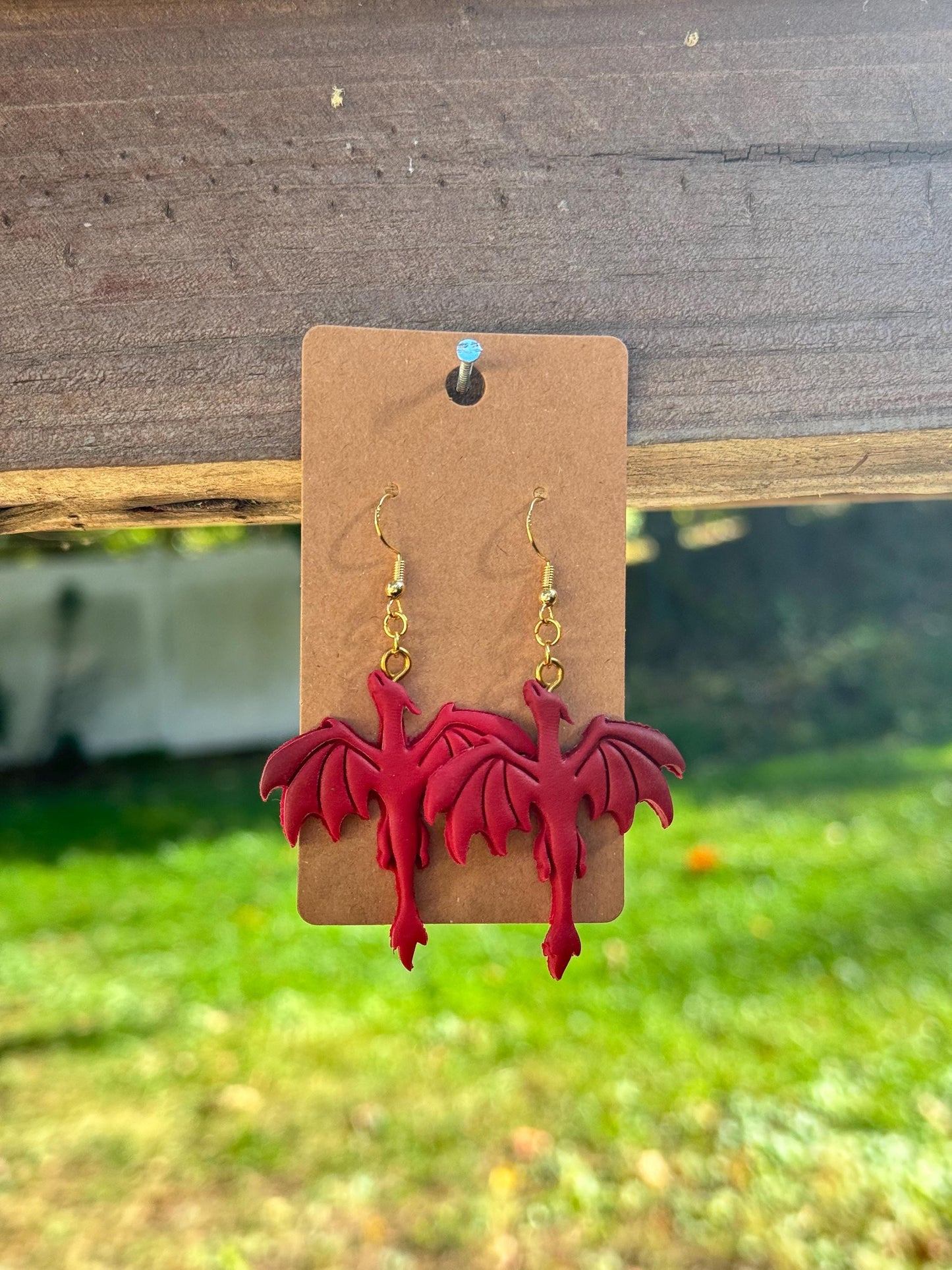 Red Dragon Dangle Earrings