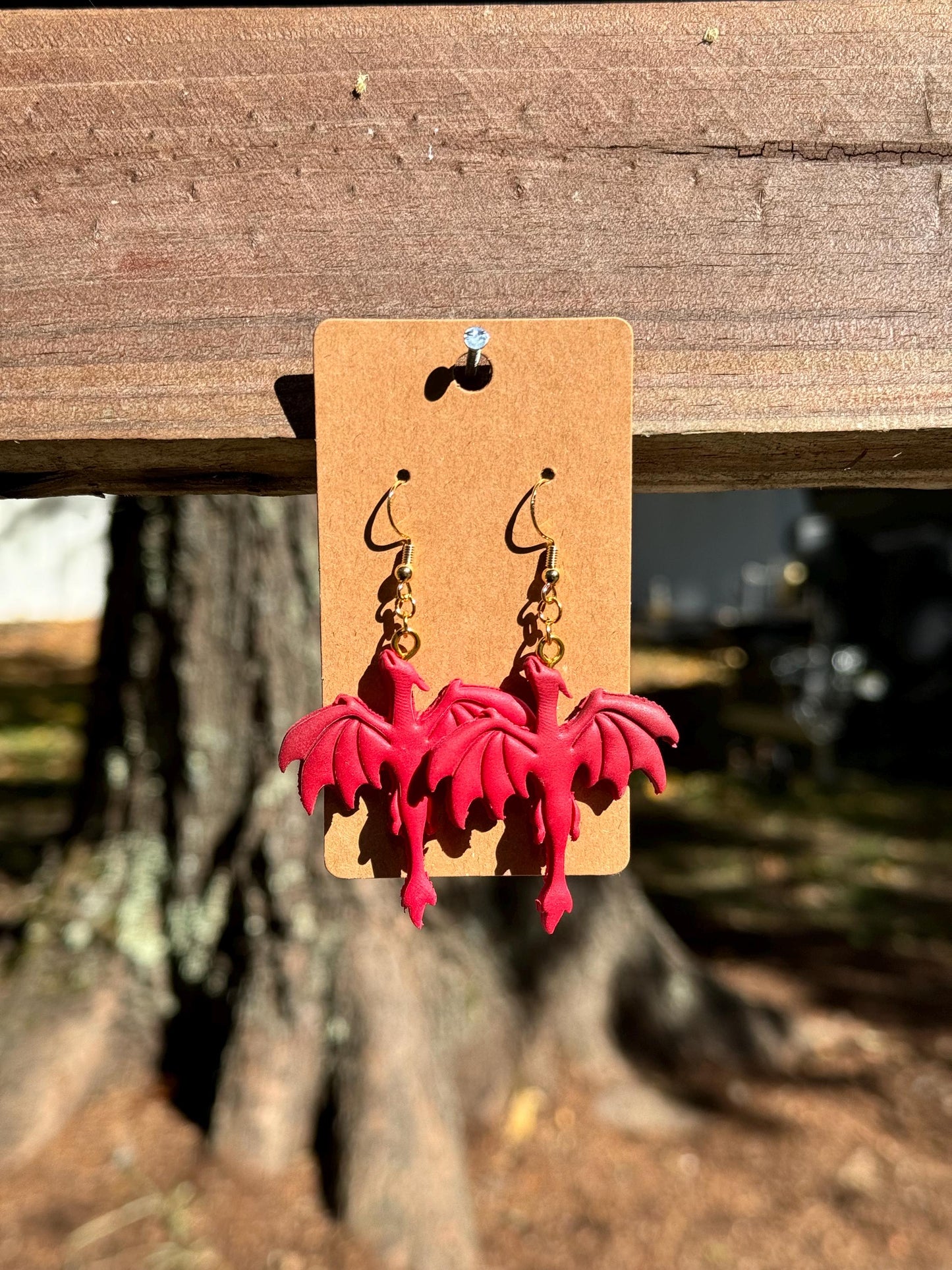 Red Dragon Dangle Earrings
