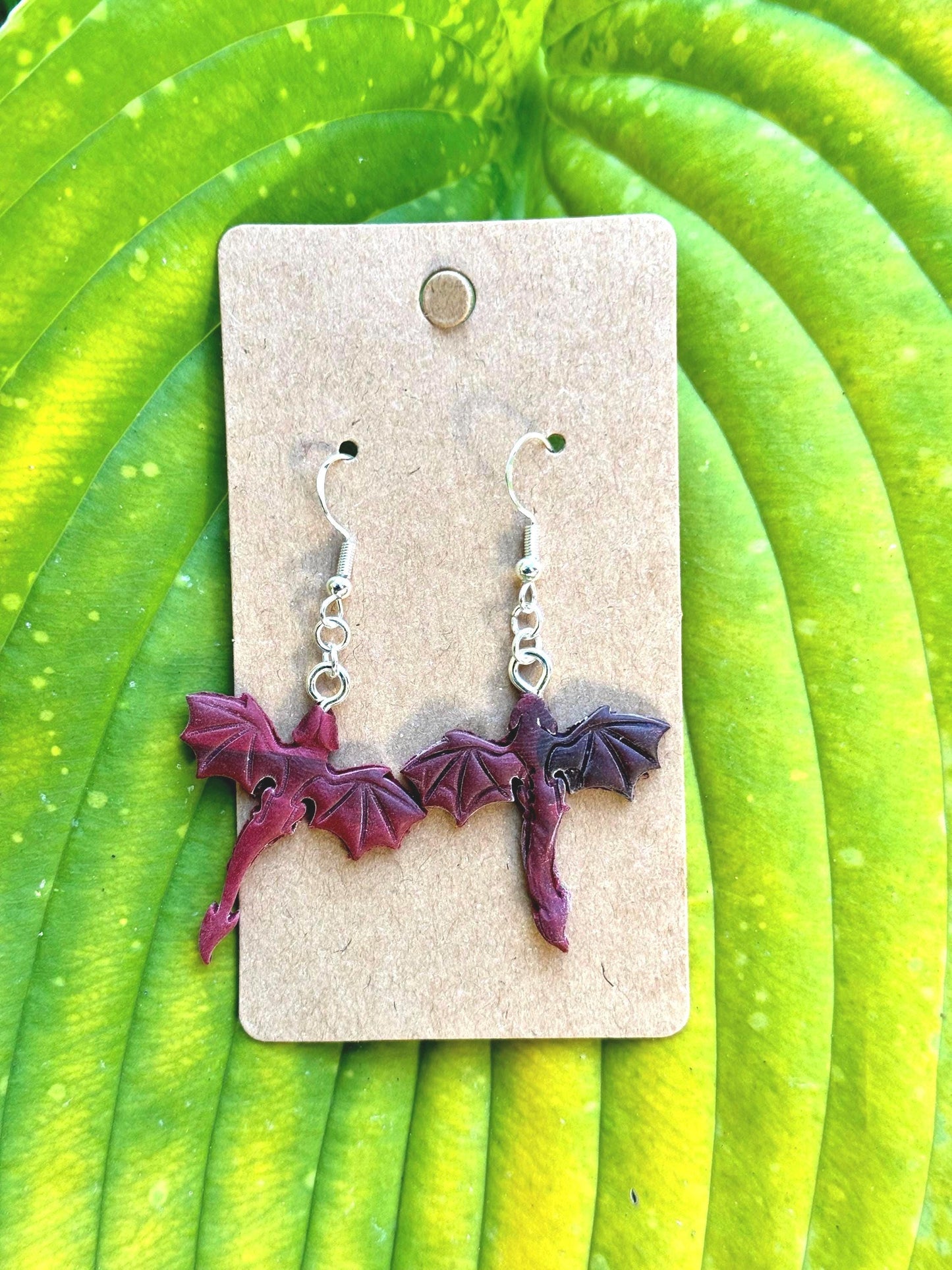 Small Black & Red Dragon Dangle Earrings