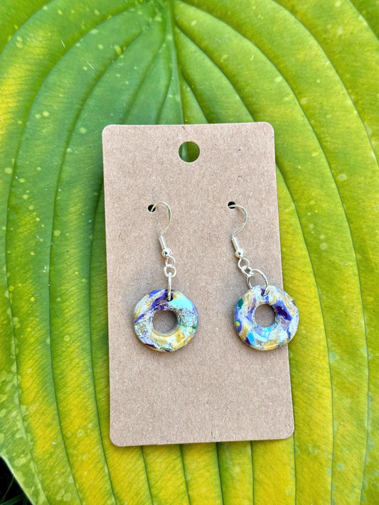 Multicolored Marble Donut Dangle Earrings