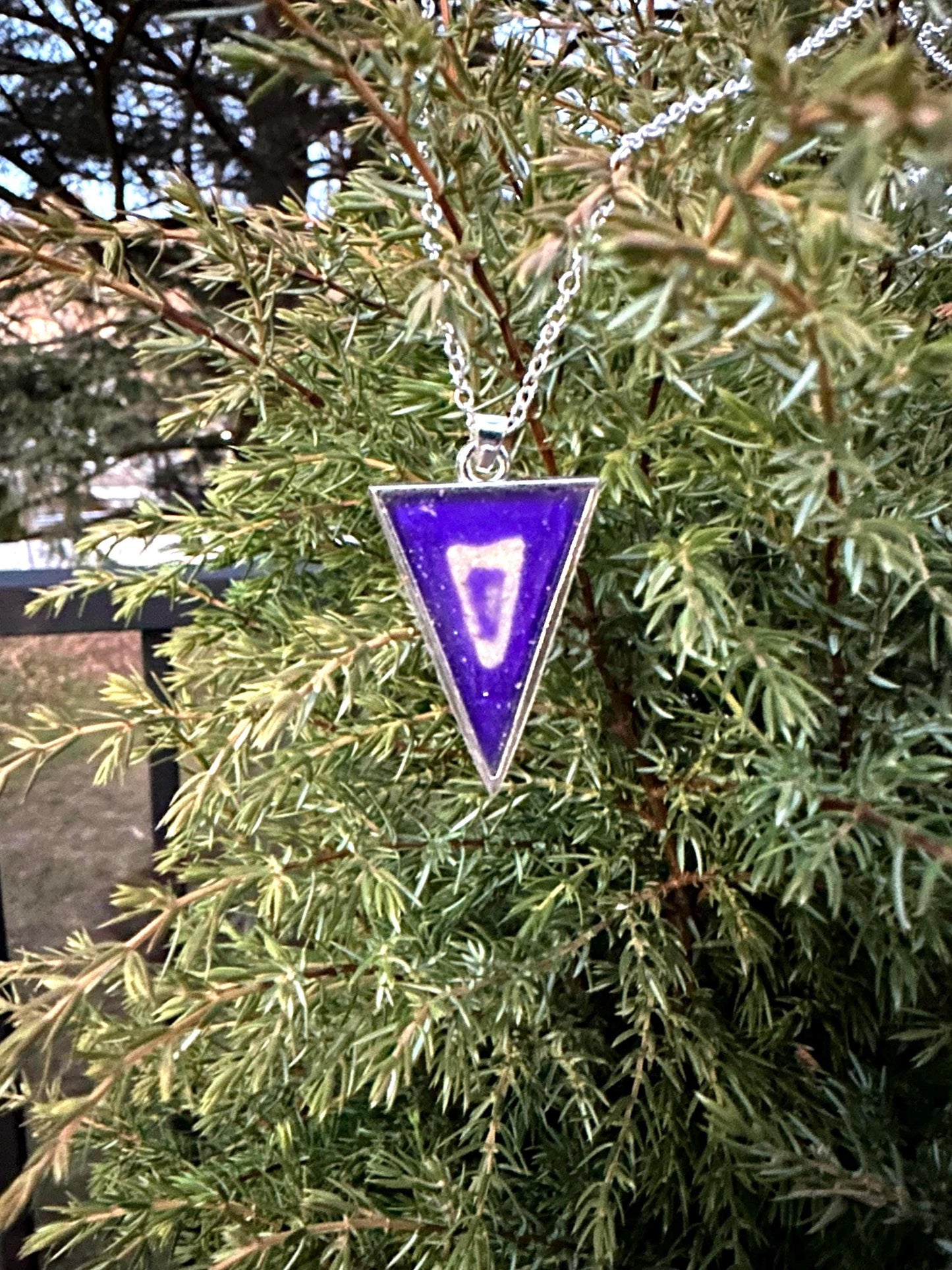 Purple and Pearl Geode Pendant Necklace | Silver Plated Chain