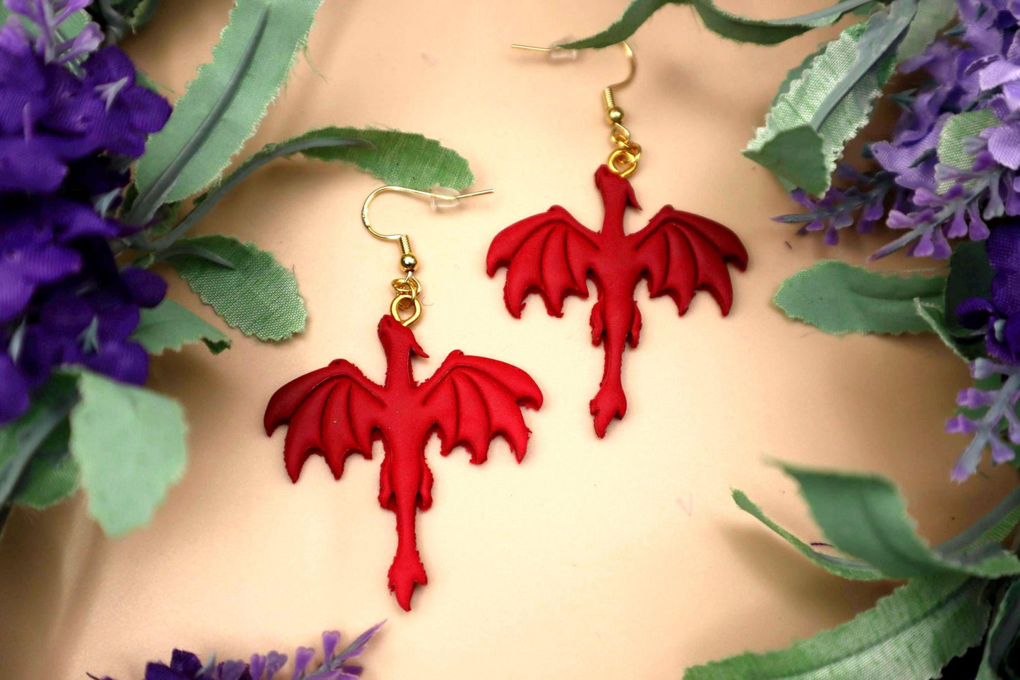 Red Dragon Dangle Earrings