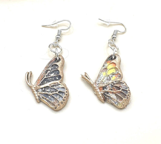 Multicolored Closed Wing Butterfly Earrings