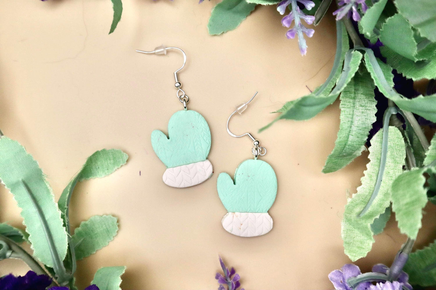 Knitted Mittens Dangle Earrings