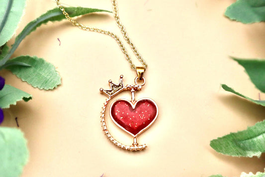 Spinning Rose Gold Red Heart Pendant Necklace