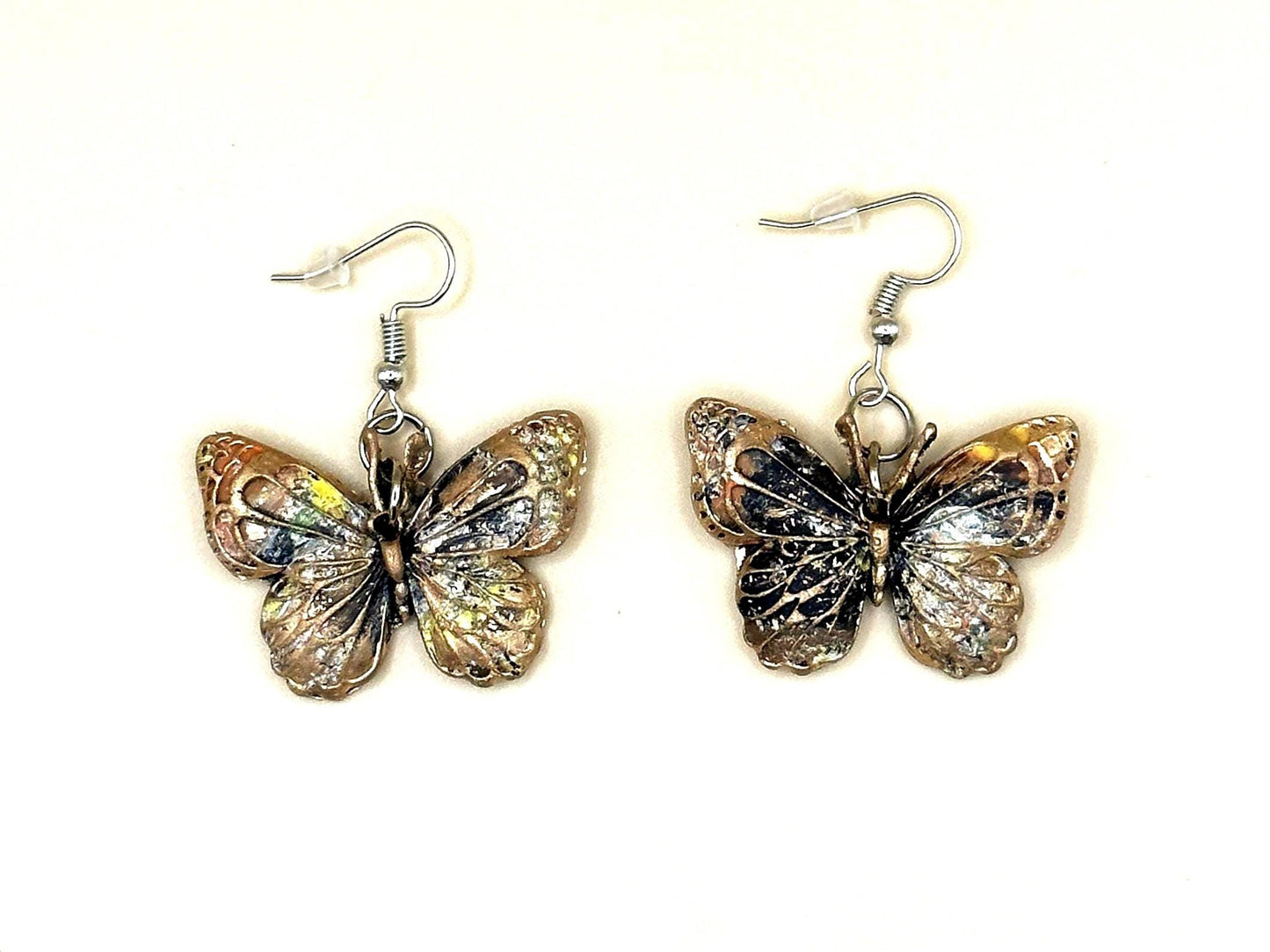 Multicolored Open Wing Butterfly Earrings