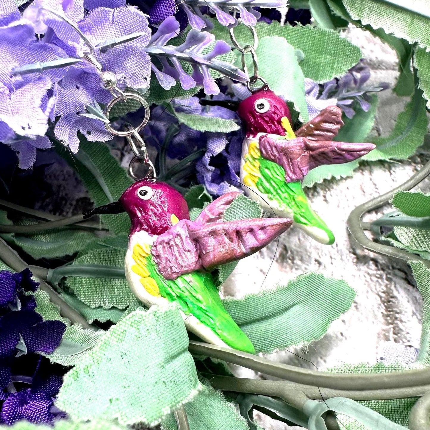 Handmade Hummingbird Polymer Clay earrings