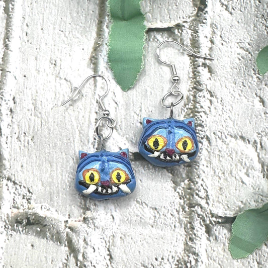 Handmade Derpy Tiger Kpop Demon Hunter Earrings | Cute Polymer Clay Earrings | Handmade Kpop Jewelry | Kawaii Gift for Fans | Clay Dangles