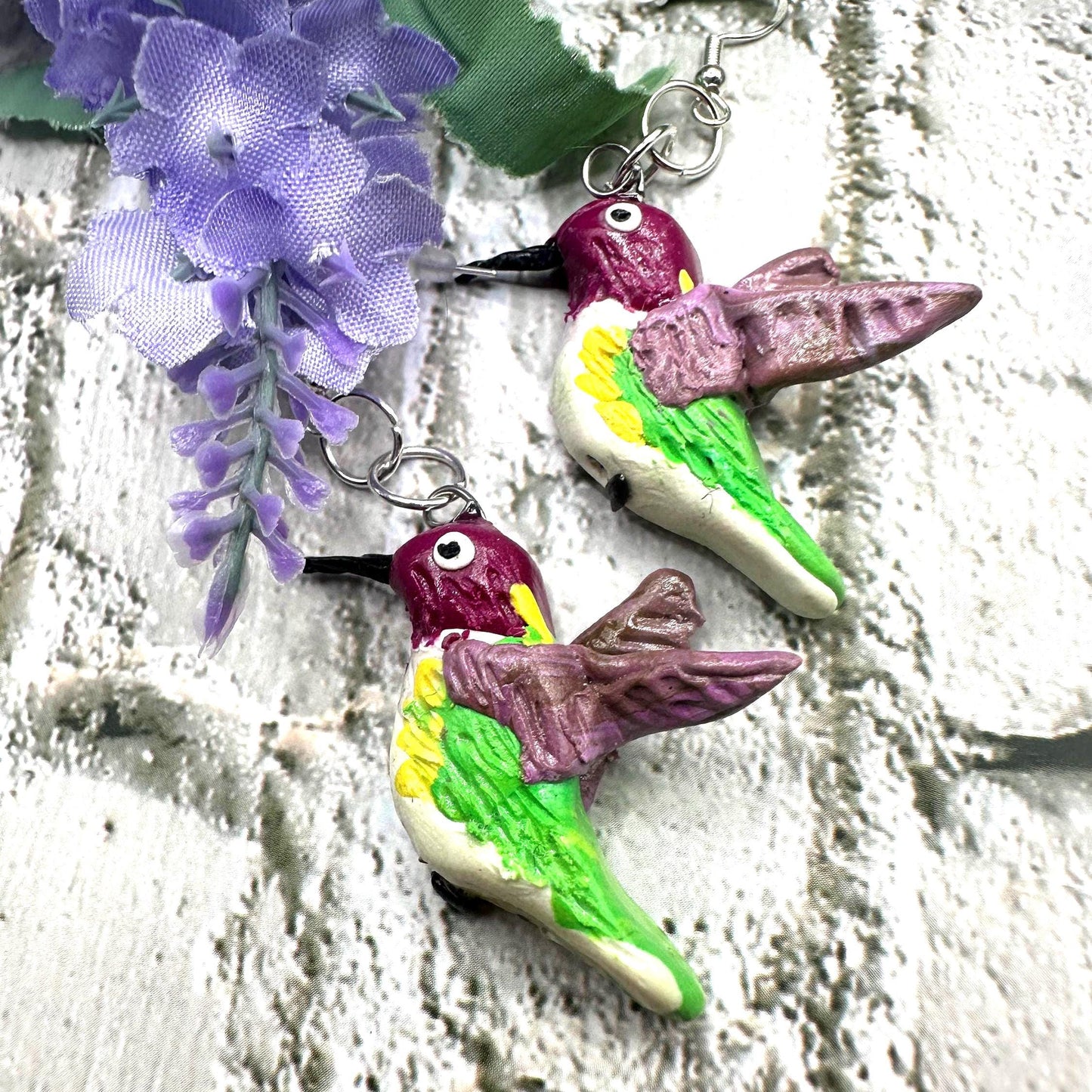 Handmade Hummingbird Polymer Clay earrings