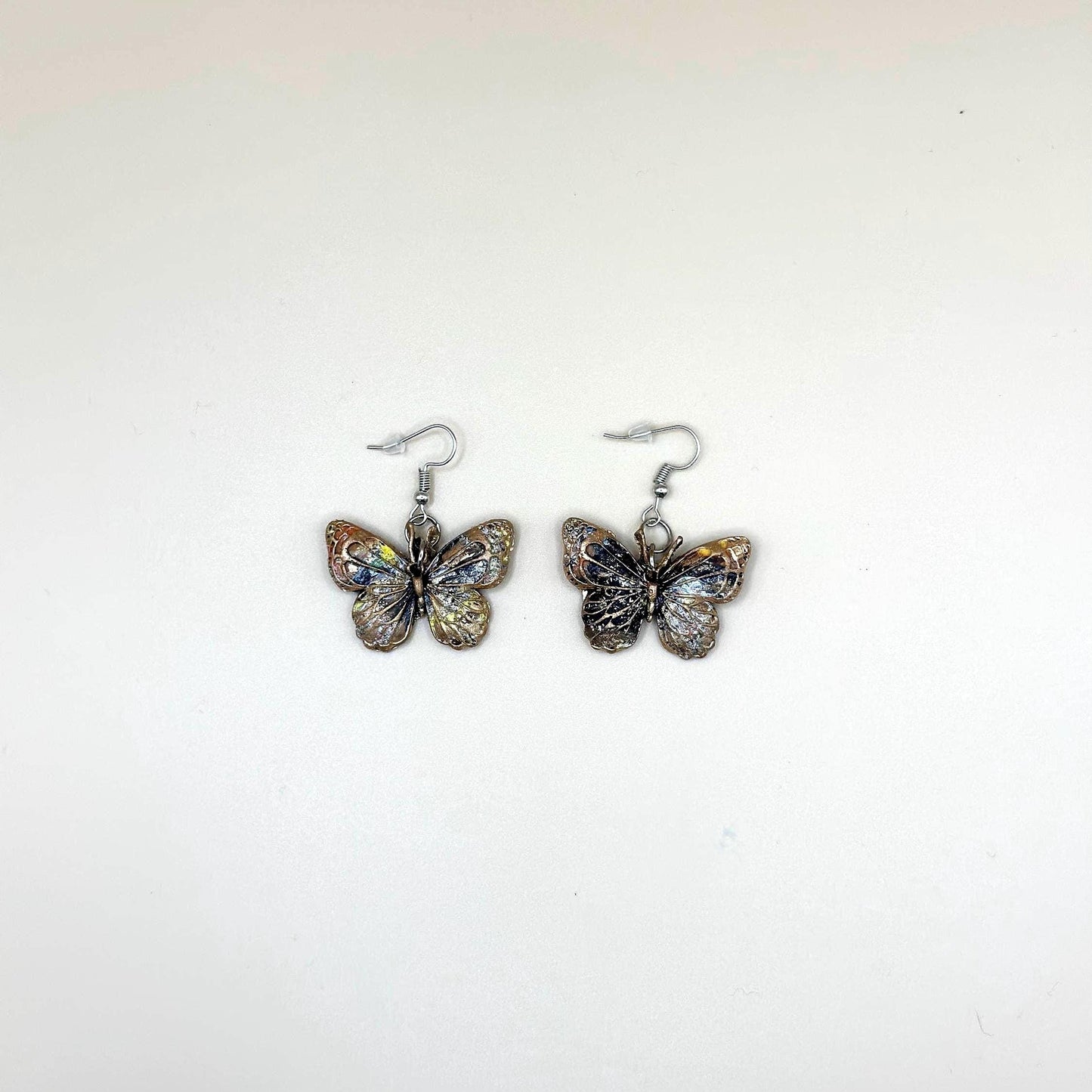 Multicolored Open Wing Butterfly Earrings