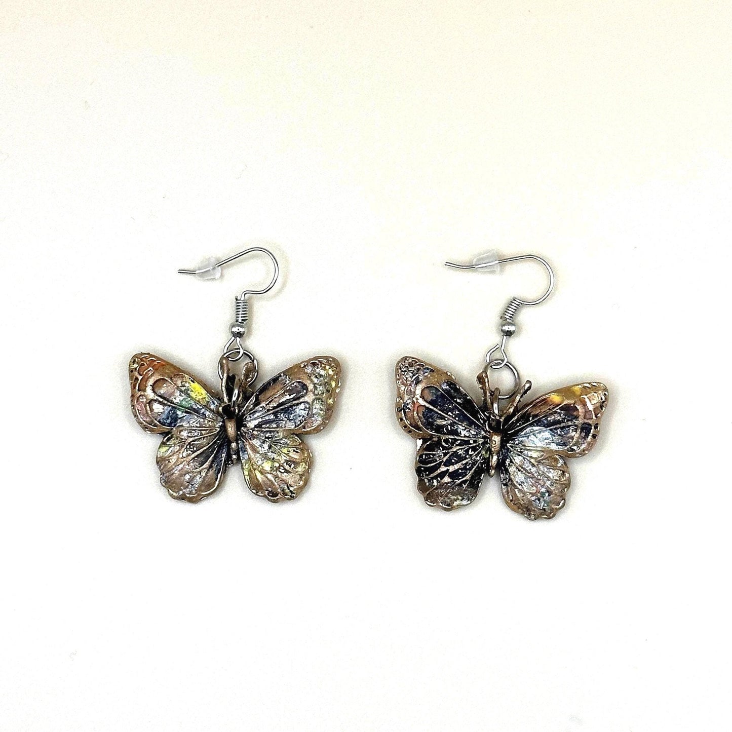 Multicolored Open Wing Butterfly Earrings