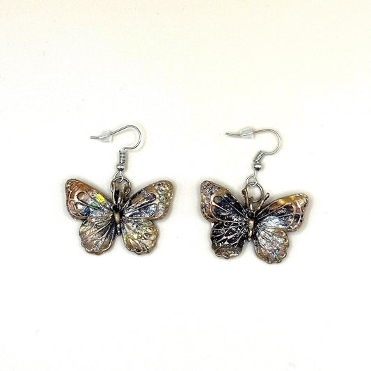 Multicolored Open Wing Butterfly Earrings