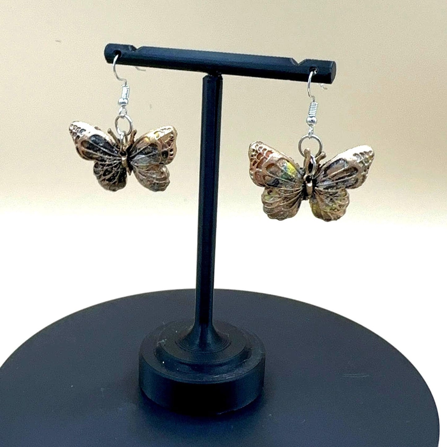 Multicolored Open Wing Butterfly Earrings