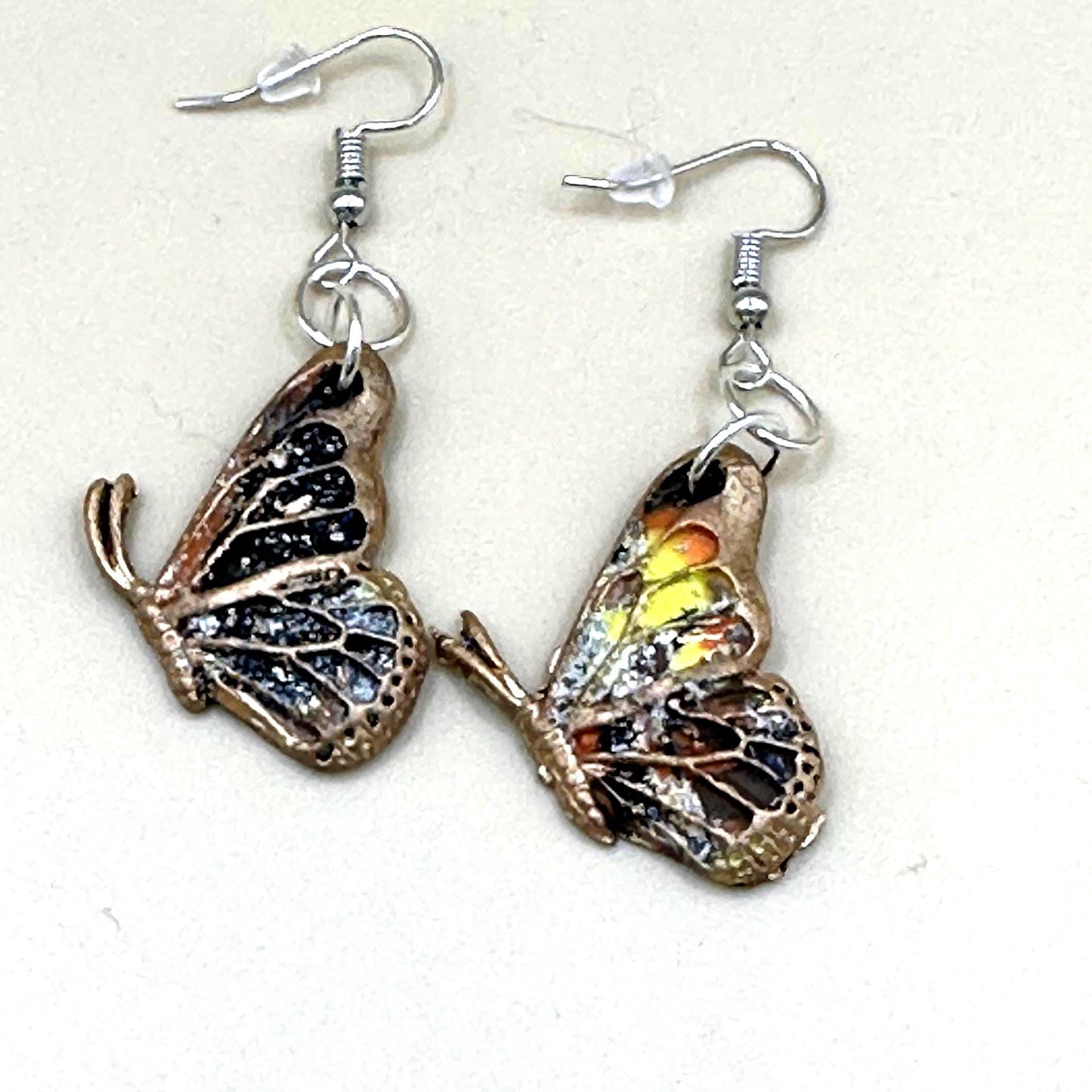 Multicolored Closed Wing Butterfly Earrings