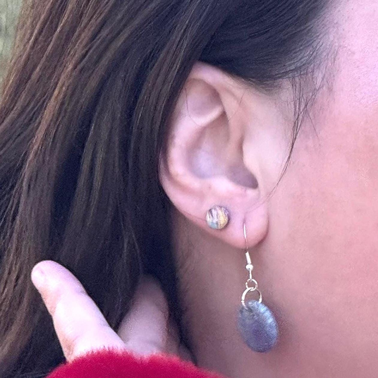 3 Pairs Polymer Clay Marble Stud Earrings